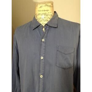 Tommy Bahama Jeans XXL Shirt Mens Blue Tencel Cotton Button Front Island Craft